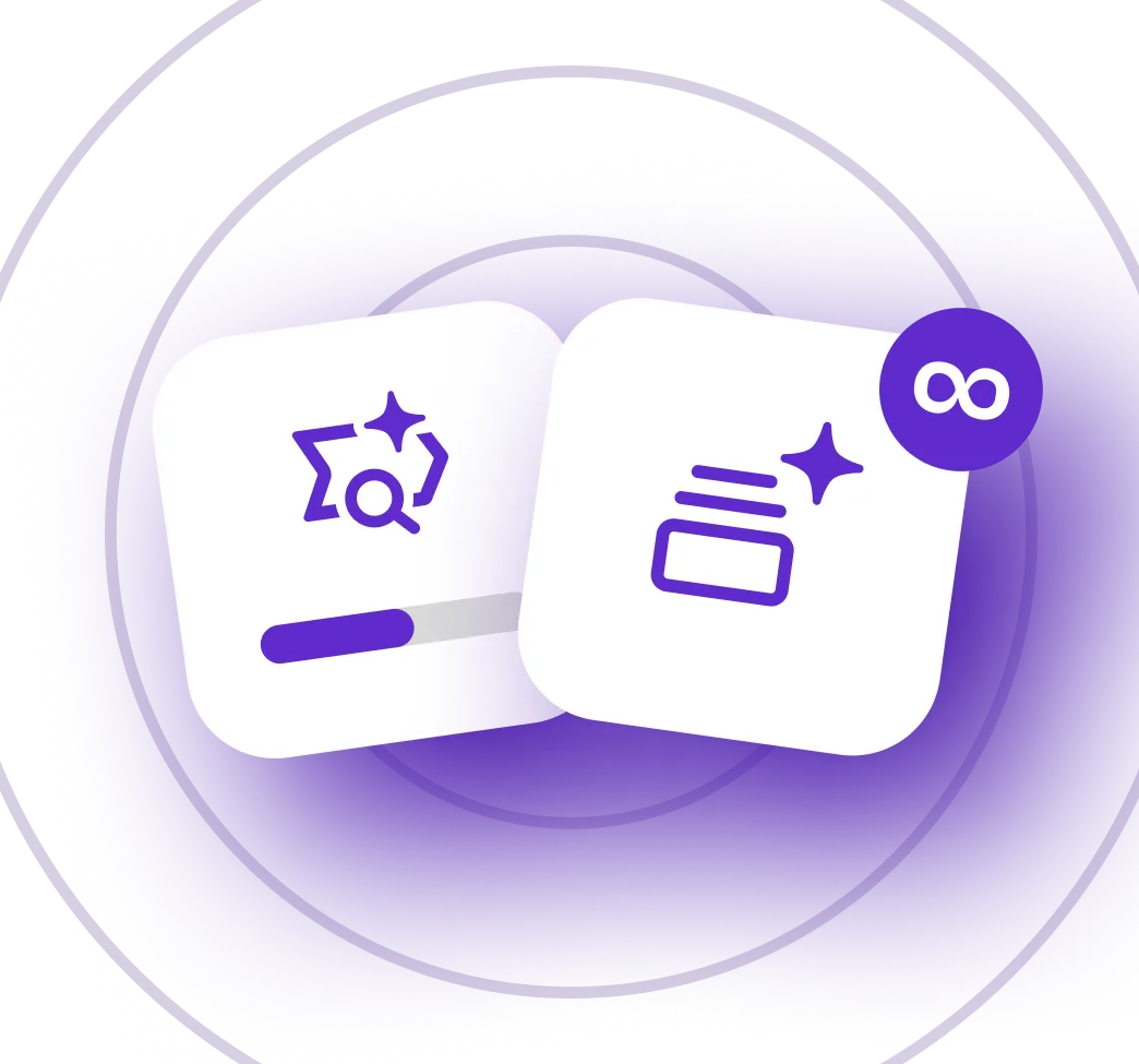 AI features illustration showing AI outcomes and assists