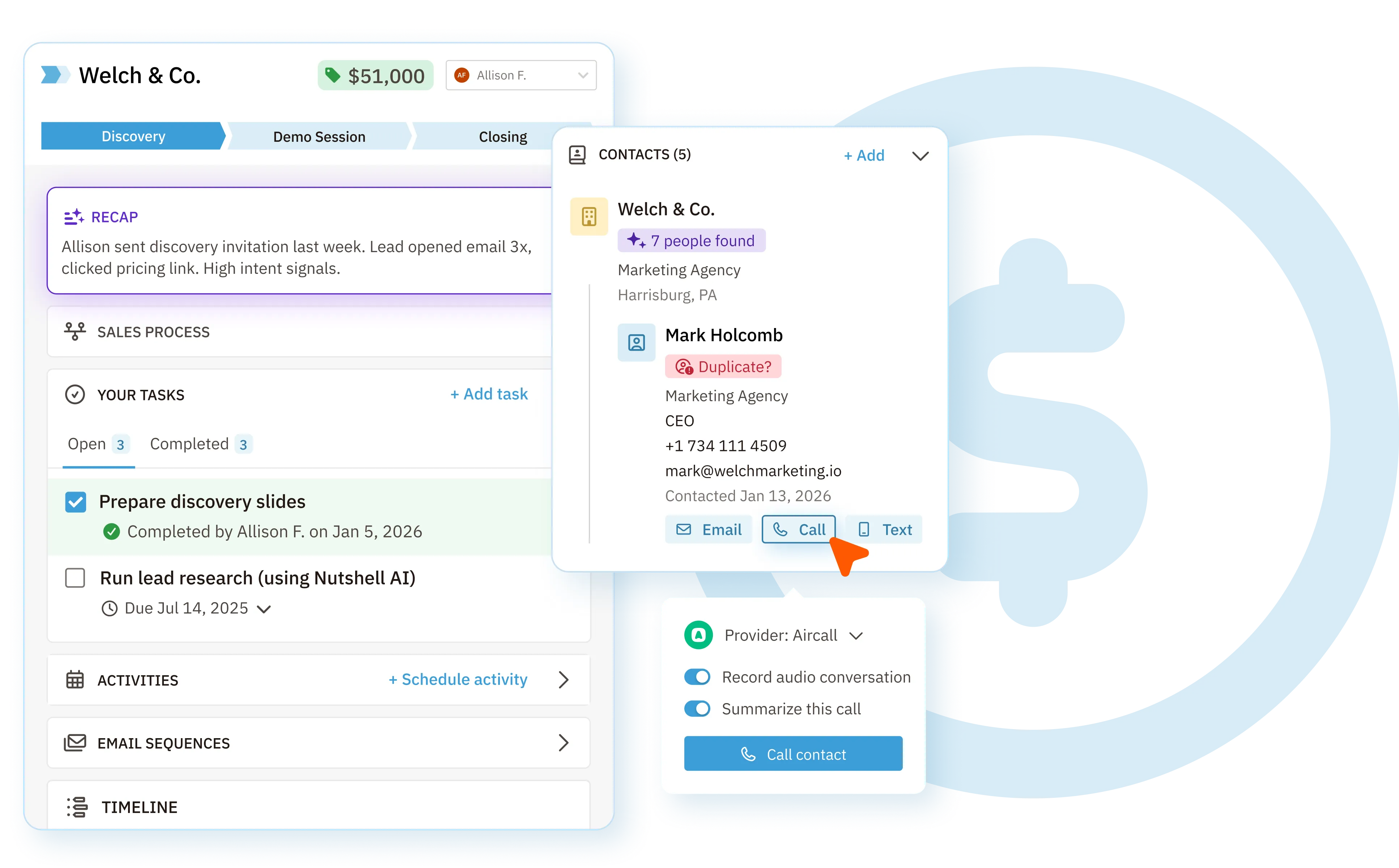 Manage leads, track deals, automate follow-ups, and unlock clear insights with our time-saving CRM.