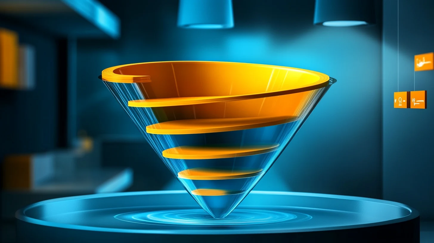 Different types of sales leads progressing through sales funnel stages