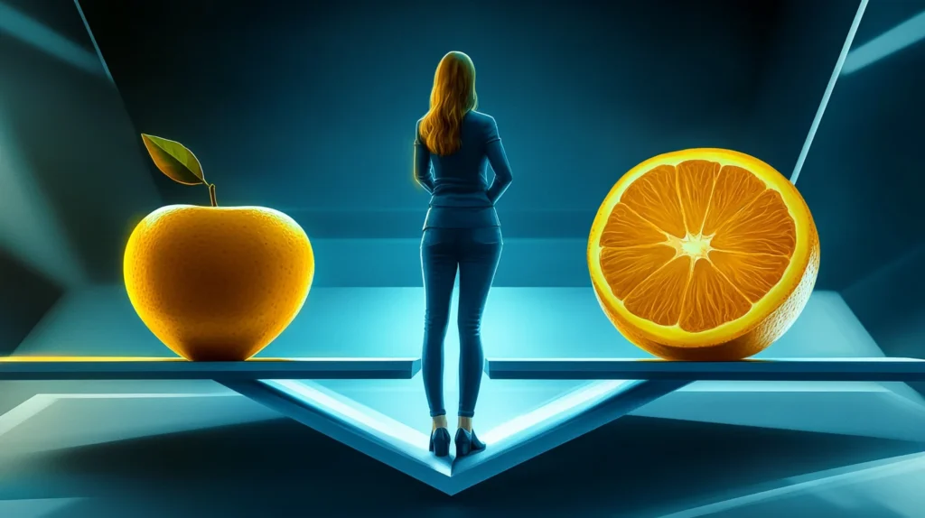 Image showing a businesswoman balancing her options to make an informed choice as she selects the best HubSpot alternative