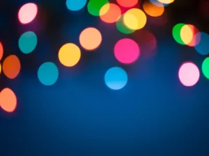 a bunch of colorful lights on a blue background