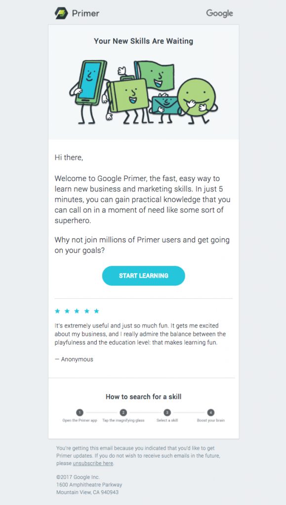 Example of a reminder email