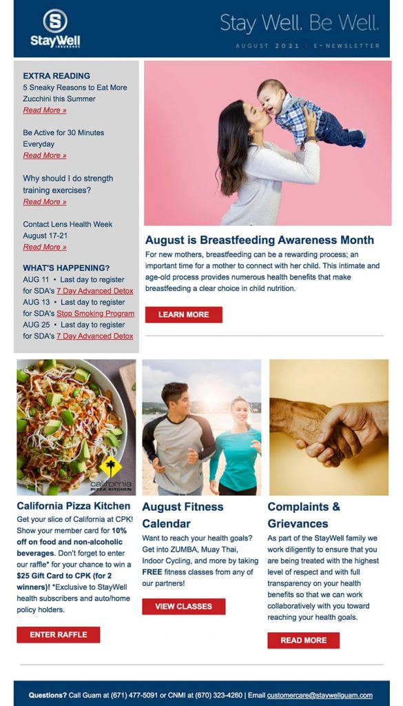 an advertisement for staywell with a picture of a woman holding a baby