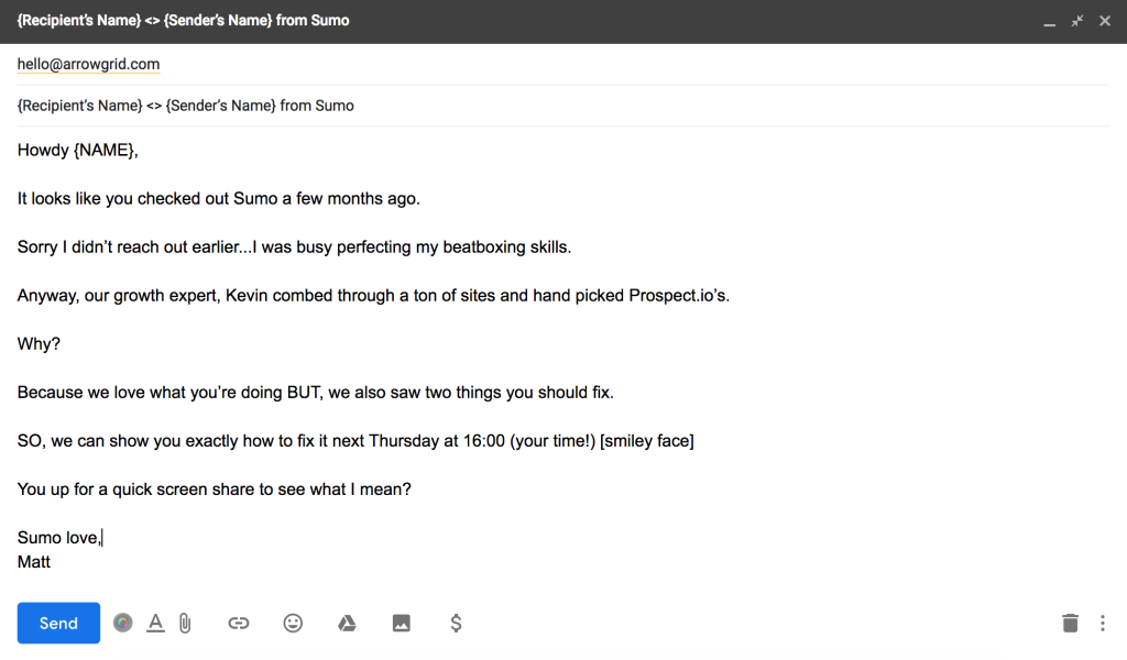 An example of a cold B2B sales email that highlights two things the reader should fix