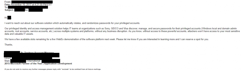 An example of a trustworthy cold email