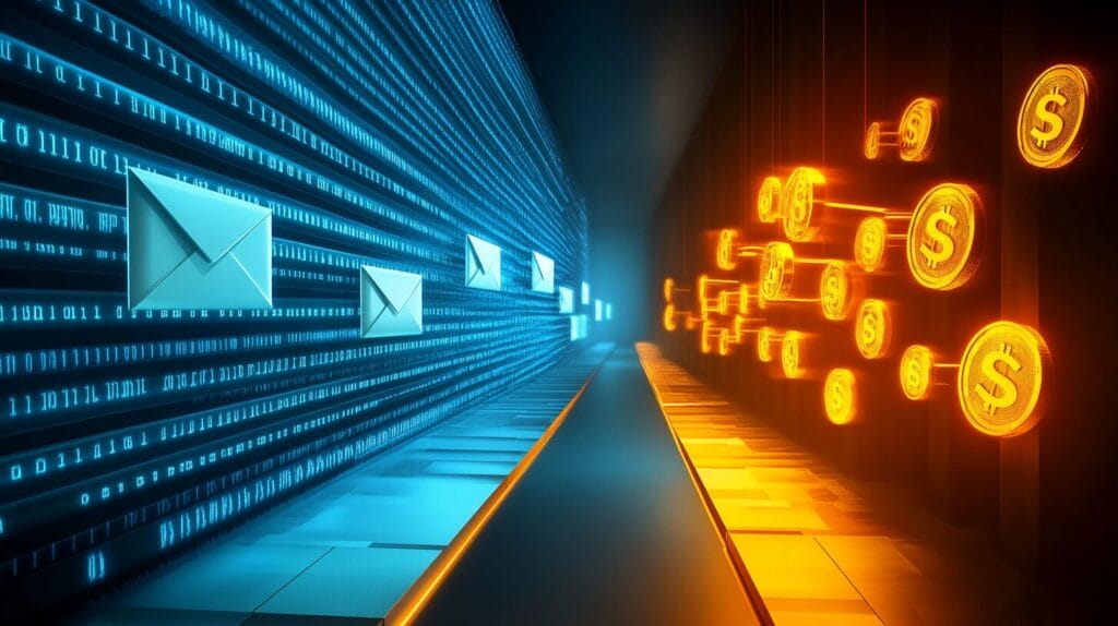Abstract illustration showing the evolution from unreliable email open rate tracking to actionable engagement metrics