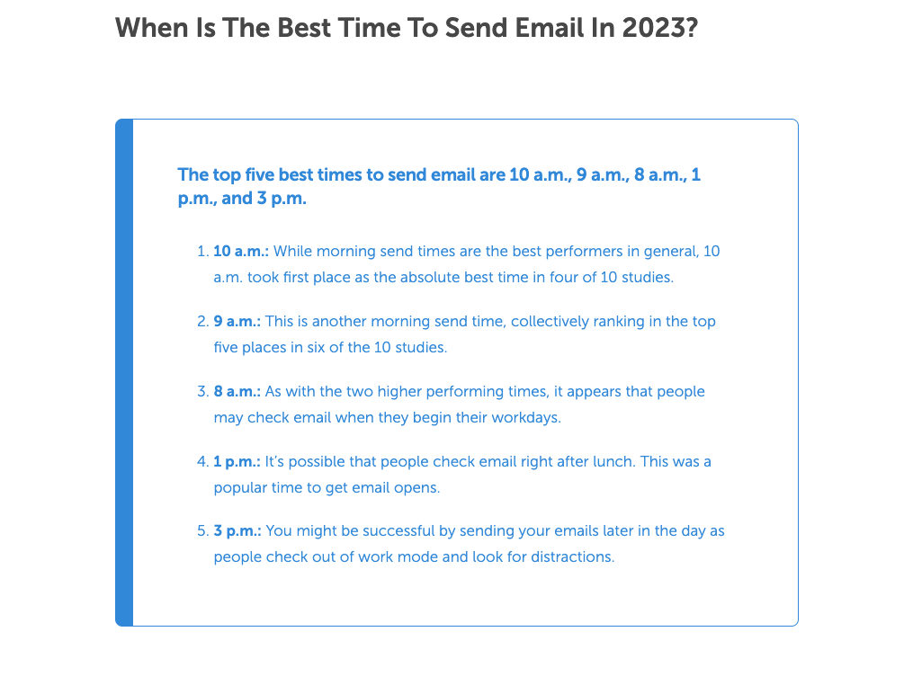 best times to send emails