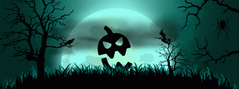 a silhouette of a pumpkin in front of a full moon
