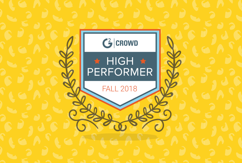 g3 crowd high performer badge for fall 2018 badge on a yellow background