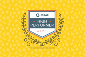 g3 crowd high performer badge for fall 2018 badge on a yellow background