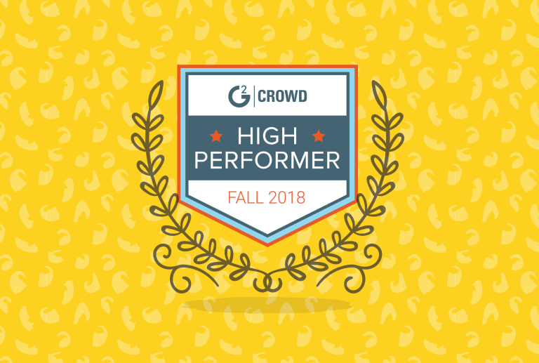 g3 crowd high performer badge for fall 2018 badge on a yellow background