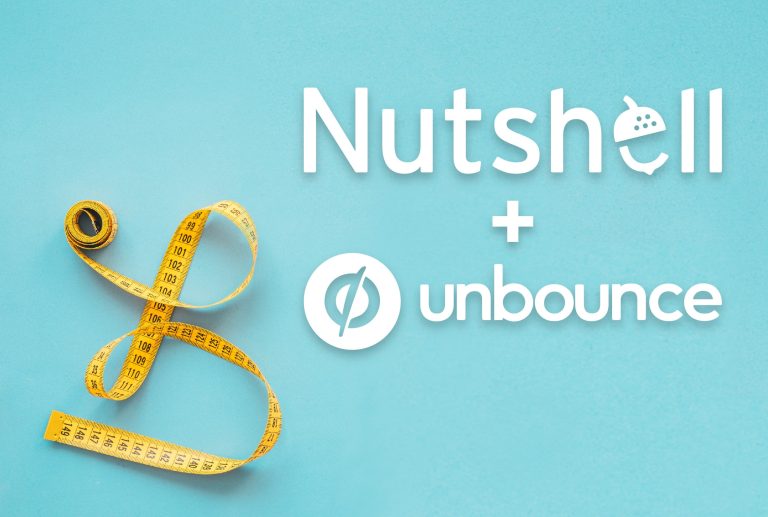 a blue background with Nutshell and Unbounce written on it