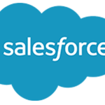 sininen pilvi, jossa on sana Salesforce - Salesforcen logo.