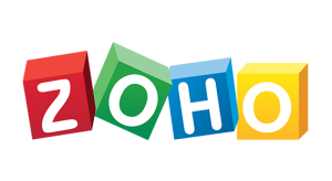 the logo for Zoho is displayed on a white background