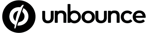 een zwart-wit logo voor Unbounce op een witte achtergrond