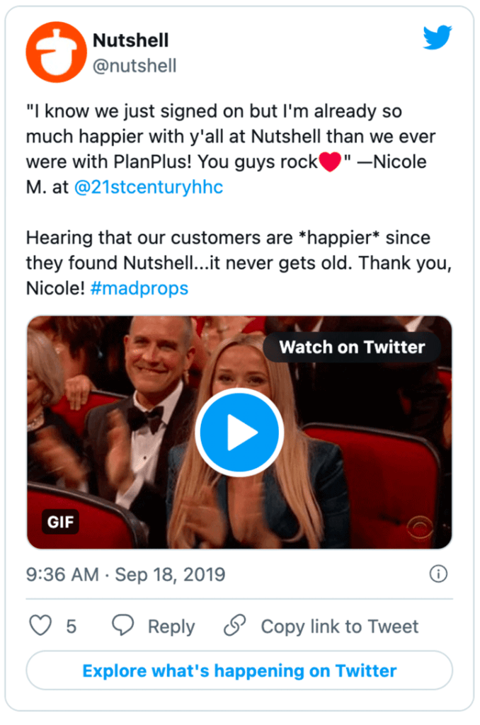 a screenshot of a tweet from Nutshell