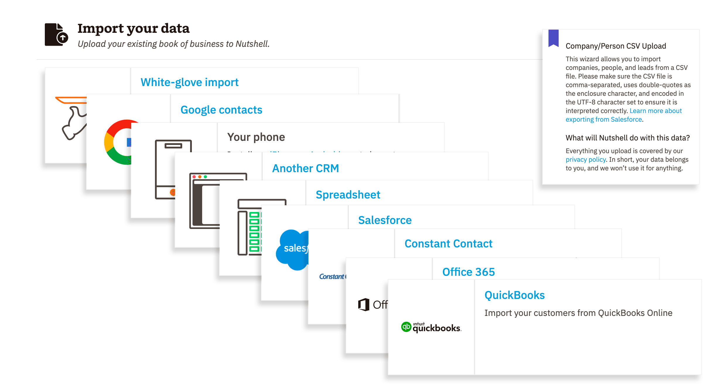 a page that says import your data on it