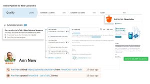 a screenshot of Ann New's demo pipeline for new customers