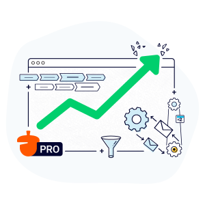 an illustration of a website with a Nutshell Pro logo