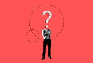a person with a question mark above his head