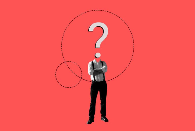 a person with a question mark above his head