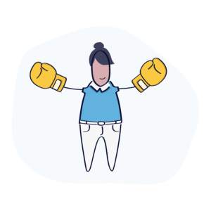 a cartoon drawing of a person wearing boxing gloves