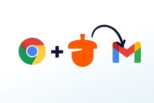 um logotipo do Google + o ícone Nutshell com uma seta apontando para o ícone do Gmail