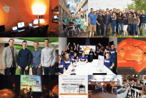 a collage of photos of the Nutshell team and a sign that says Nutshell