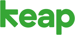 the logo for keap is written in green on a white background