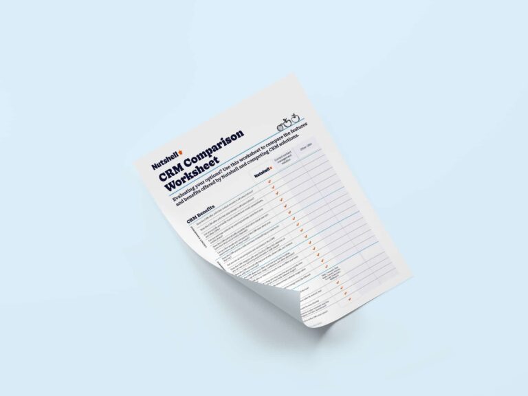 a sheet of paper that says' CRM comparison worksheet' on it