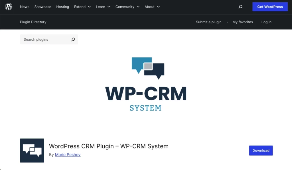 free universal WordPress CRM plugin home page UI