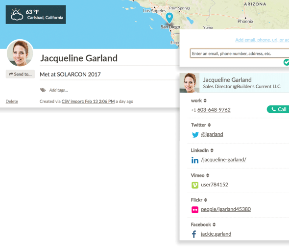 Nutshell customer information about jacqueline garland