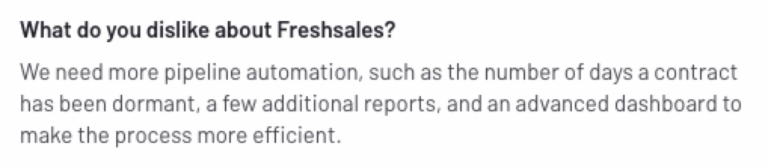 Freshsales customer review or feedback question interface