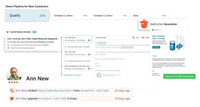 a screenshot of Ann New's demo pipeline for new customers