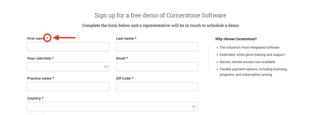 example of required fields in a form