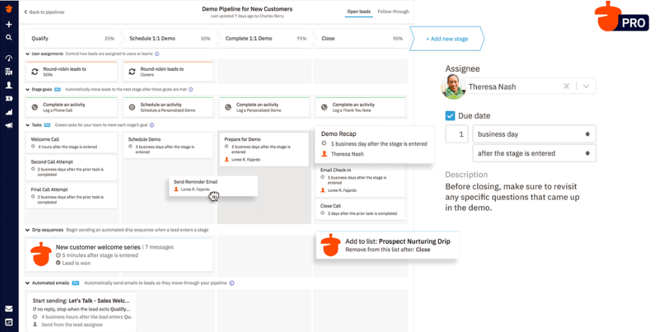 pipeline with sales automation in Nutshell