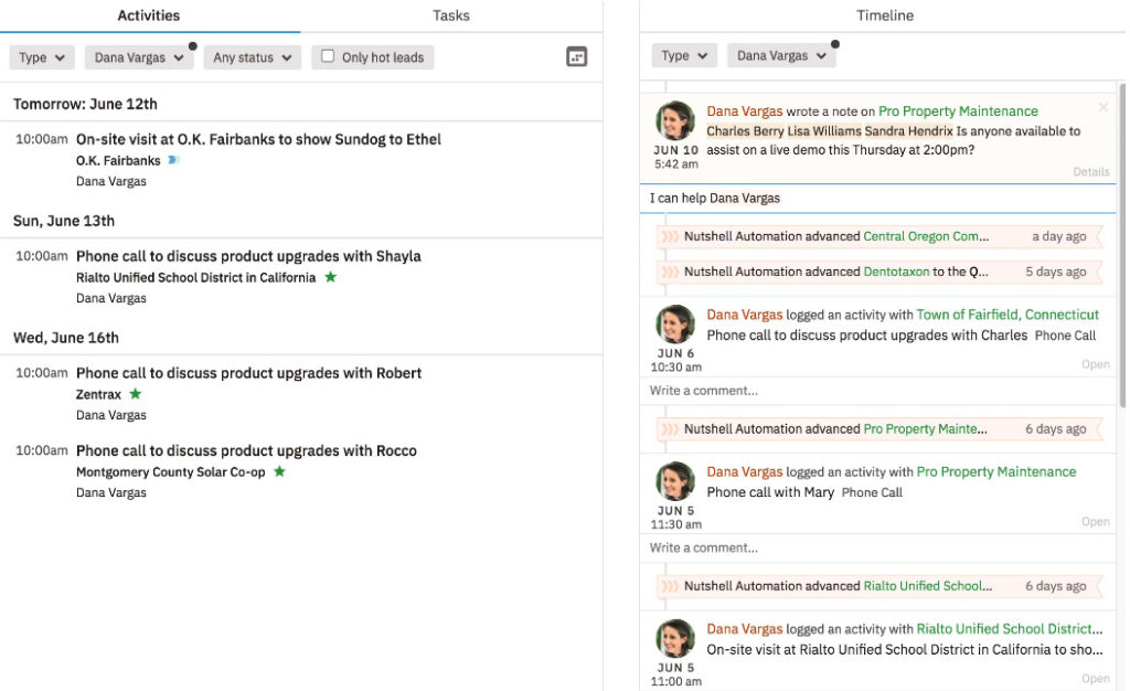 example of team collaboration in a crm for a manufacturing business