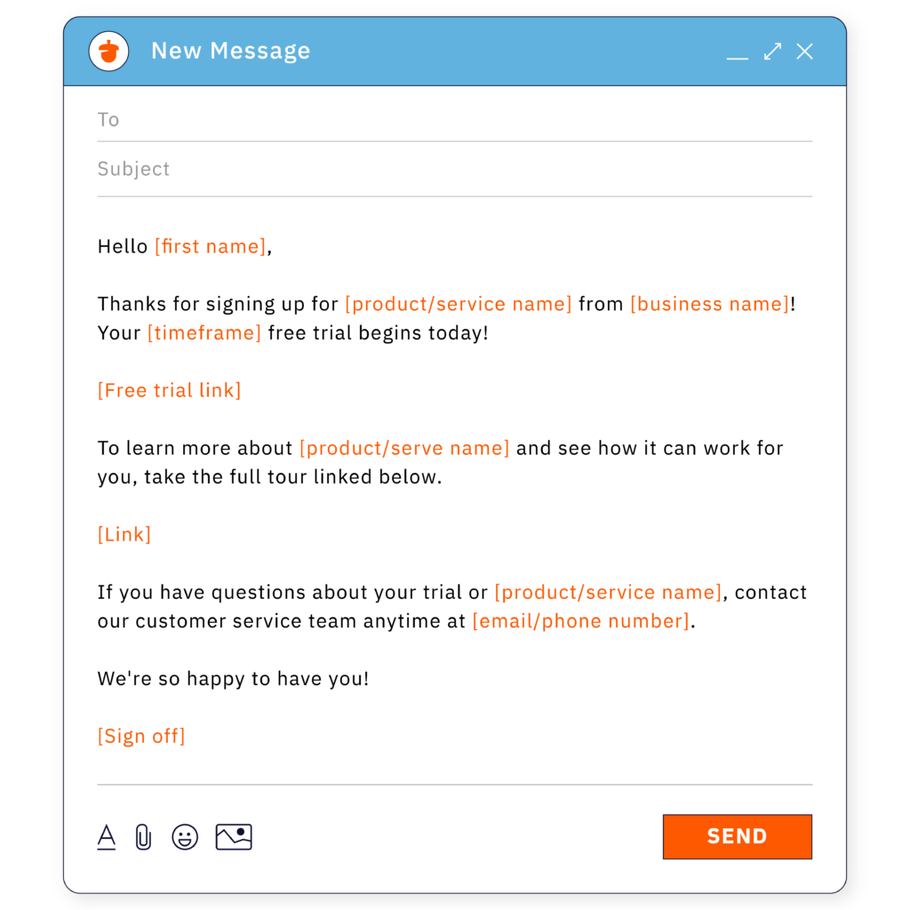 Free trial welcome email template
