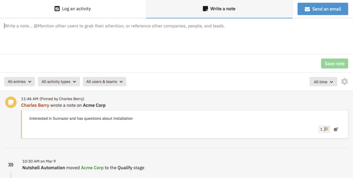 Pinned Notes Nutshell Sign Up for a 14 Day Free Trial