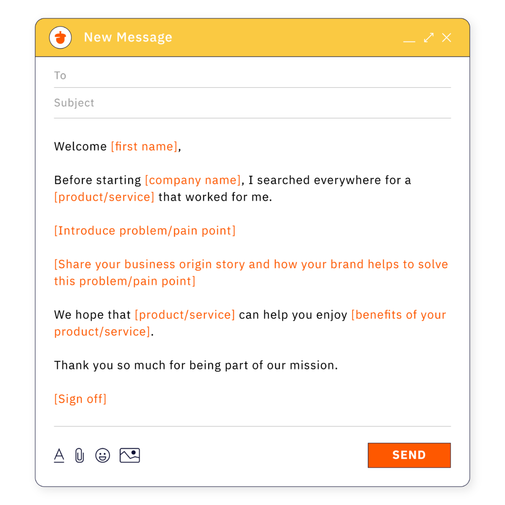 Storytelling welcome email template