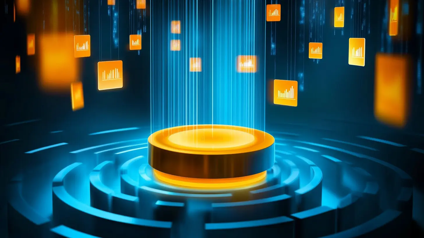 Abstract illustration of customer data streams flowing into a centralized customer database system