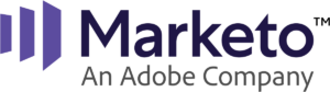 a purple and white logo for Marketo
