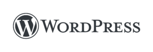a black and white logo for WordPress on a white background