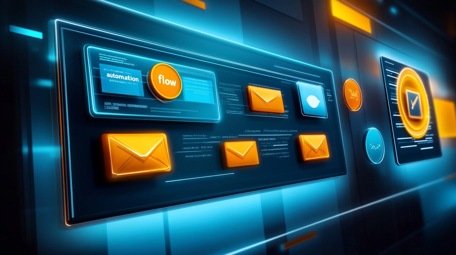 Email automation workflow illustration showing connected stages of automated campaigns