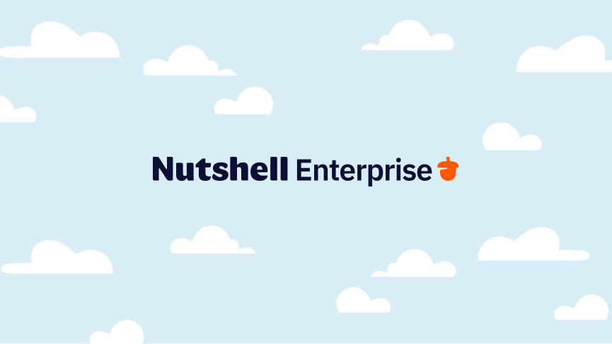Nutshell Enterprise logo on blue and white cloud background