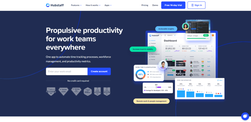 Hubstaff homepage