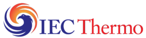a logo for IEC Thermo with a swirl in the middle
