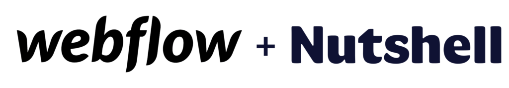 a logo for webflow and Nutshell on a white background