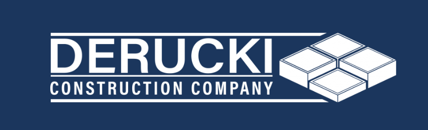 un logo bleu et blanc pour Derucki Construction Company