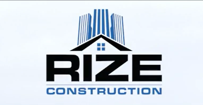 un logo pour Rize Construction avec une maison dessus